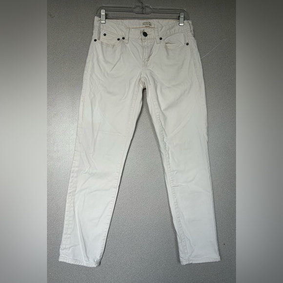 J CREW Stretch White Denim Skinny Leg Jeans  Juniors Womens 27 Stained - Picture 1 of 11